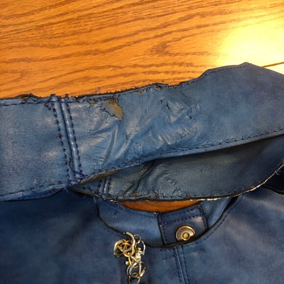 Cute Blue Boho Imitation Leather Shoulder Bag - Picture 3 of 5